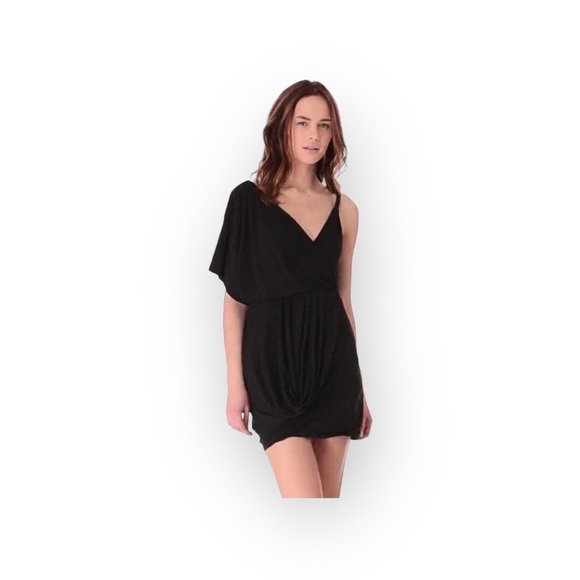 new T-Bags [MISA] ♛ Asymmetrical Draped Bubble Cocktail Mini LBD Dress ♛ Black - Picture 11 of 16